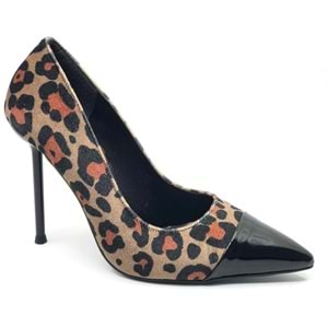 Feles İnce Topuklu Leopar Desenli Stiletto Kadın Ayakkabı