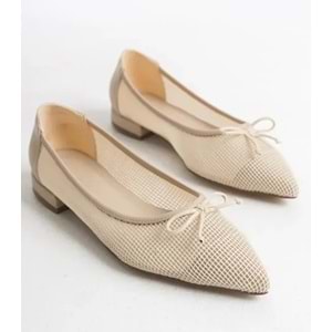 Feles Dantel Fiyonk Detaylı Sivri Burun Kadın Babet Ayakkabı