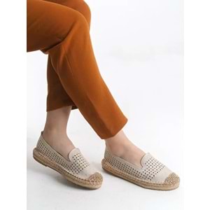 Feles Taş Detaylı Espadril Kadın Babet Ayakkabı