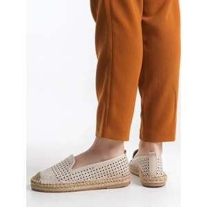 Feles Taş Detaylı Espadril Kadın Babet Ayakkabı