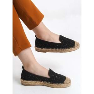 Feles Taş Detaylı Espadril Kadın Babet Ayakkabı