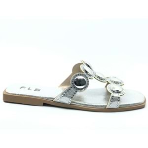 Feles İnce Taban Taş Detaylı Kadın Terlik