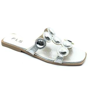 Feles İnce Taban Taş Detaylı Kadın Terlik