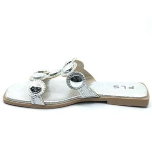 Feles İnce Taban Taş Detaylı Kadın Terlik