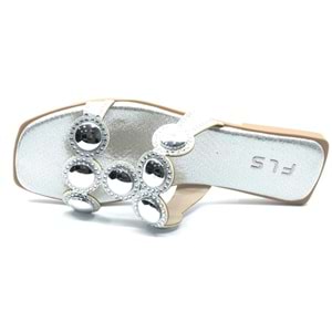 Feles İnce Taban Taş Detaylı Kadın Terlik