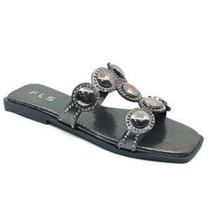 Feles İnce Taban Taş Detaylı Kadın Terlik