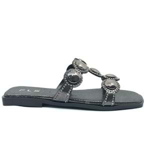 Feles İnce Taban Taş Detaylı Kadın Terlik