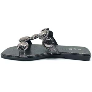 Feles İnce Taban Taş Detaylı Kadın Terlik