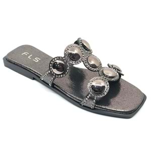 Feles İnce Taban Taş Detaylı Kadın Terlik