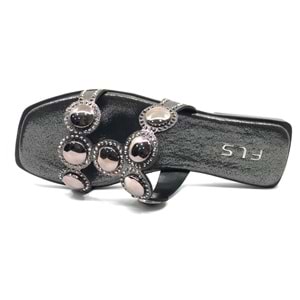 Feles İnce Taban Taş Detaylı Kadın Terlik