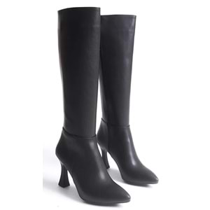 Feles Diz Altı Topuklu Sivri Burun Kadın Çizme