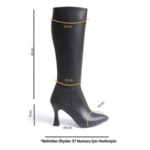 Feles Diz Altı Topuklu Sivri Burun Kadın Çizme