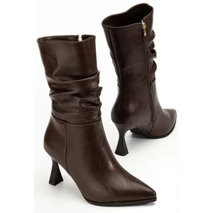 Feles Yandan Fermuarlı Büzgülü Kadın Çizme