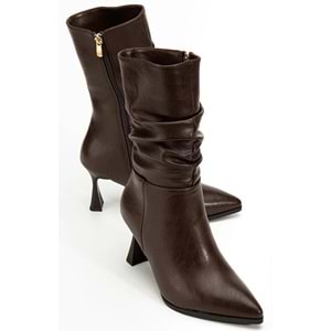 Feles Yandan Fermuarlı Büzgülü Kadın Çizme