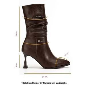 Feles Yandan Fermuarlı Büzgülü Kadın Çizme