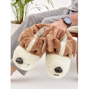 Kocamanlar Sevimli Köpek Figürlü Unisex Hayvanlı Panduf