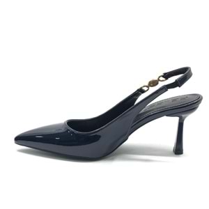 Feles Yan Toka Detaylı Arkası Açık Stiletto Kadın Topuklu Ayakkabı