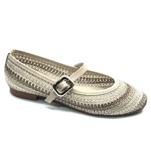 Feles Kemer Toka Hasır Detaylı Kadın Babet Ayakkabı