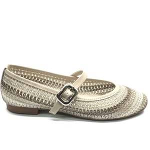 Feles Kemer Toka Hasır Detaylı Kadın Babet Ayakkabı