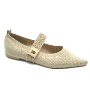 Feles Kemer Toka Taş Detaylı Sivri Burun Kadın Babet Ayakkabı