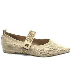 Feles Kemer Toka Taş Detaylı Sivri Burun Kadın Babet Ayakkabı