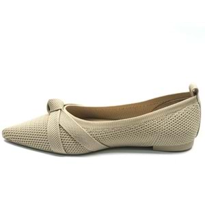 Feles Triko Düğümlü Sivri Burun Kadın Babet Ayakkabı