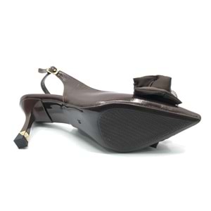 Feles Saten Fiyonk Detaylı Arkası Açık Stiletto Kadın Topuklu Ayakkabı