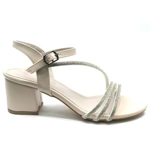 Mehtap Çapraz Üç Şerit Taşlı 5 cm Kadın Abiye Topuklu Ayakkabı