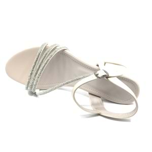 Mehtap Çapraz Üç Şerit Taşlı 5 cm Kadın Abiye Topuklu Ayakkabı