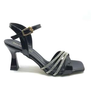 Mehtap Üç Şerit Taşlı 8 cm Topuklu Kadın Abiye Ayakkabı