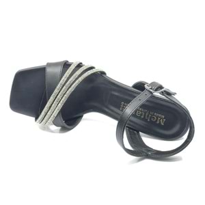 Mehtap Üç Şerit Taşlı 8 cm Topuklu Kadın Abiye Ayakkabı