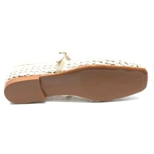 Feles Kemer Örgü Detaylı Kadın Babet Ayakkabı