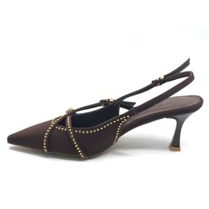Feles Zımba Toka Detaylı Arkası Açık Stiletto Topuklu Kadın Ayakkabı