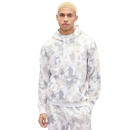 Gap 821645 Kamuflaj Logo Erkek Kapüşonlu Sweatshirt