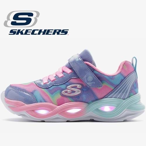 Skechers Twisty Glow - Sorbet Swirl 303716L-PWMT Ortopedik Işıklı Çocuk Spor Ayakkabı