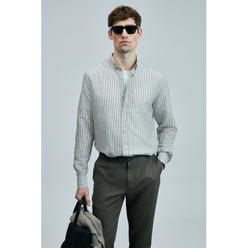 Lufian 111010631 Bert Erkek Keten Pamuklu Gömlek Regular Fit Erkek Gömlek