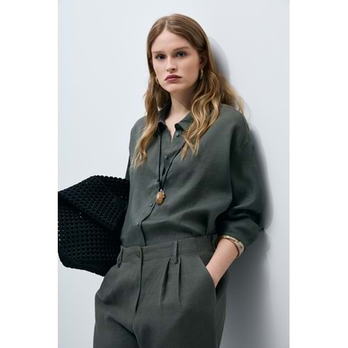 Lufian 121010016 Barrı Keten Gömlek Kadın Gömlek