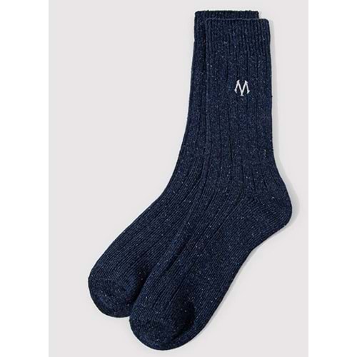 Mavi M Logo Nakışlı Unisex Çorap