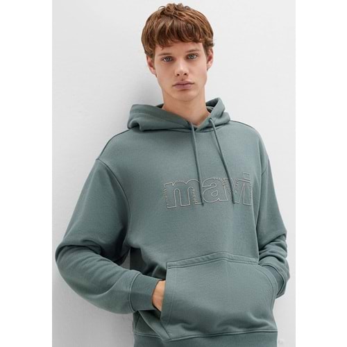 Mavi M0S10196-71577 Mavi Logo Baskılı Kapüşonlu Erkek Sweatshirt