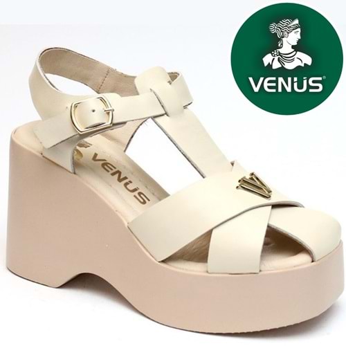 Venüs Ruffer Hakiki Deri Comfort Ortopedik Kadın Sandalet
