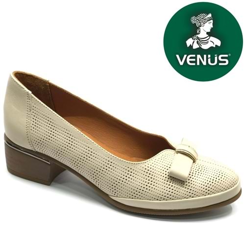 Venüs Mockin Hakiki Deri Kurdela Detaylı Kadın Topuklu Ayakkabı