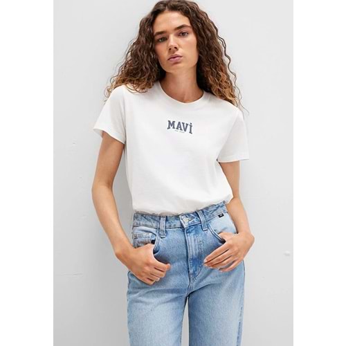 Mavi M1613412-70057 Mavi Logo Baskılı Tişört T-Shirt Kadın Tişört
