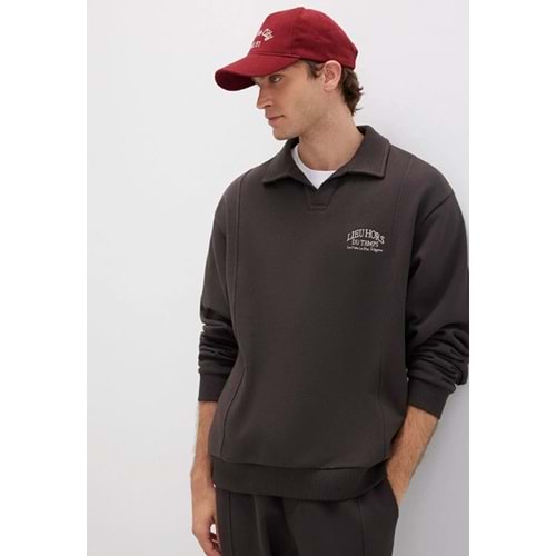 Mavi 0S10479-70219 Polo Yaka Nakışlı Erkek Kapüşonlu Sweatshirt