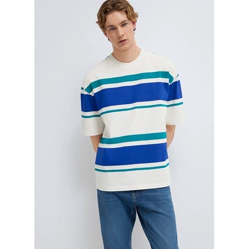 Mavi M0613331-70057 Basic Çizgili Tişört Loose Fit Tişört Erkek T-Shirt