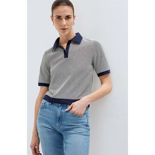Mavi M1614310-86625 Çizgili Polo Yaka T-Shirt Kadın Tişört
