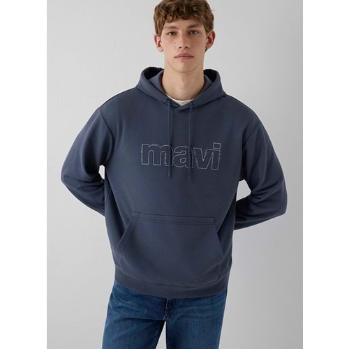 Mavi M0S10196-70759 Mavi Logo Baskılı Kapüşonlu Erkek Sweatshirt