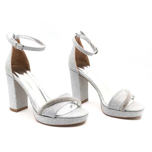 Feles Şerit Taş Detaylı Tek Bant Platform 11 cm Topuklu Kadın Ayakkabı