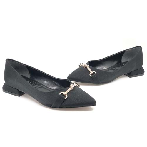 Feles Taş Toka Detaylı Saten Kadın Babet