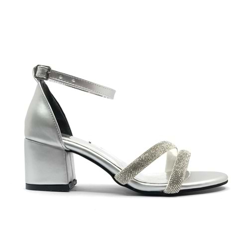 Mehtap Çift Şerit Taşlı 5 cm Kadın Topuklu Ayakkabı