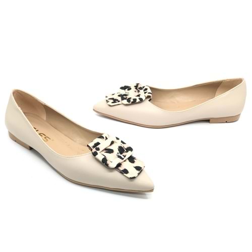 Feles Leopar Toka Detaylı Kadın Babet Ayakkabı